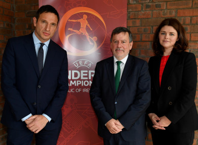 Noel Mooney, FAI President Donal Conway, and FAI Interim Chief Executive Rea Walshe.
