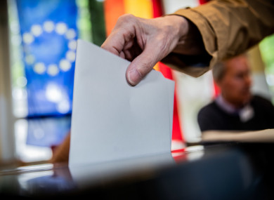A man voting in May's European Elections. Berlin, Germany.