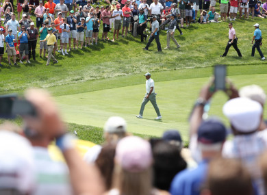 Tiger Woods approaches the 18th green during the third round of The Memorial Tournament.