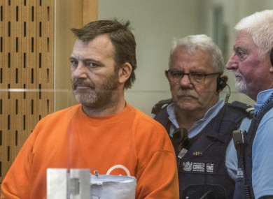 Philip Neville Arps, left, appears for sentencing in the Christchurch District Court, in Christchurch, New Zealand