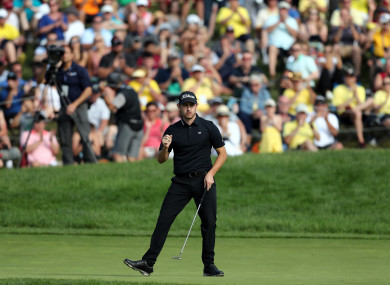 Patrick Cantlay celebrates after the final round of the 2019 Memorial.