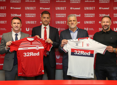 Keane (left) beside new Boro manager Jonathan Woodgate.