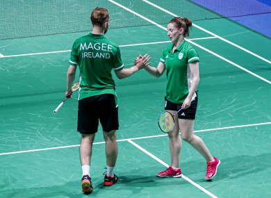 Ireland's Sam Magee and Chloe Magee in Minsk today.