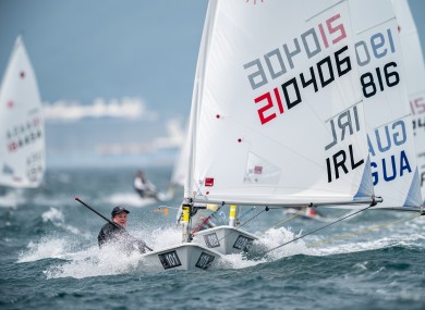 Aisling Keller on her way to qualifying the Irish Women's Laser Radials for the Tokyo 2020 Olympics.