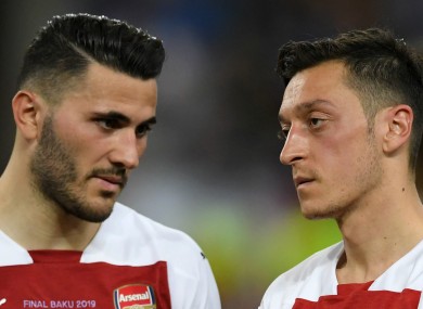 Arsenal's Sead Kolasinac and Mesut Ozil.