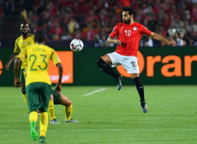 Mohamed Salah (C) in Egypt's defeat to South Africa