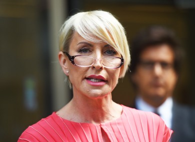 Heather Mills speaking outside the Rolls Building in London after receiving a public apology in the High Court.