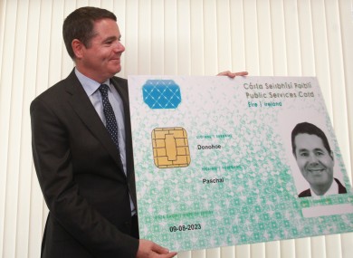 Minister Paschal Donohoe with the card back in 2016