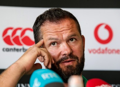 Andy Farrell at today's team announcement.