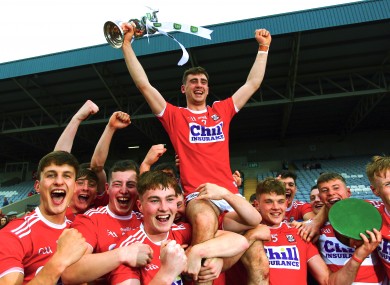 Cork players with captain Peter O'Driscoll after their All-Ireland success.