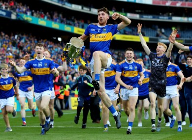 The Tipperary hurlers celebrating their All-Ireland triumph in Croke Park.