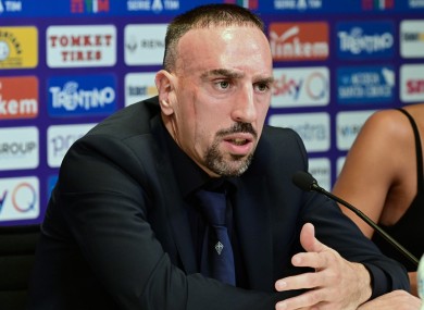 Ribery attends a press conference for his official presentation in Florence.