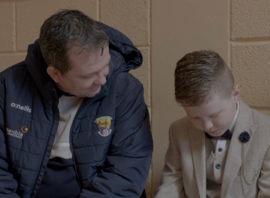 Wexford manager Davy Fitzgerald and 11-year-old Michael O'Brien.