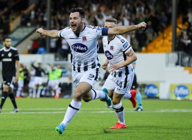 Pat Hoban celebrates scoring against Qarabag.