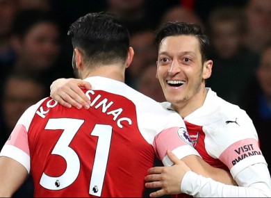 Sead Kolasinac and Mesut Ozil in action for Arsenal