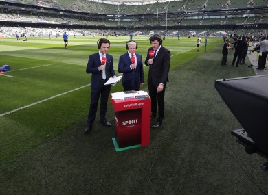 Joe Molloy, Matt Williams and Shane Horgan at the Aviva Stadium last season.