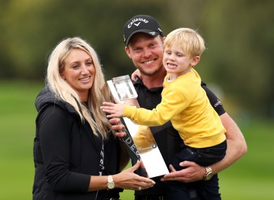 England's Danny Willett, his wife Nicole and son Zachariah James with the trophy.
