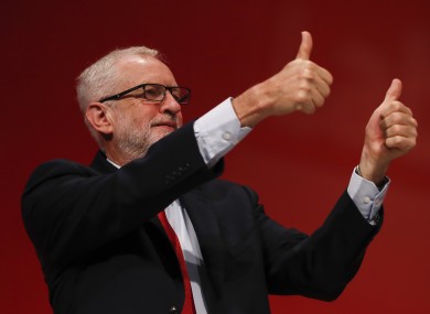 Jeremy Corbyn at his party's conference in Brighton.