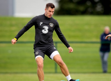 James Collins pictured in training during the week.