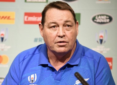 New Zealand’s coach Steve Hansen speaks during a press conference.