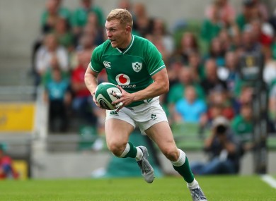 Keith Earls in possession for Ireland against Wales.