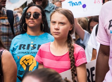 Swedish activist Greta Thunberg pictured at a rally in New York yesterday.