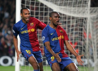 Eto'o scored in two Champions League finals for Barcelona.