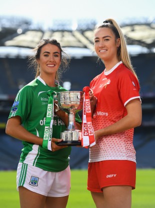 Fermanagh captain Joanne Doonan and Louth skipper Kate Flood.