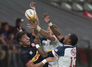 Canada's DTH van der Merwe battles for possession during Saturday's Test in Vancouver.