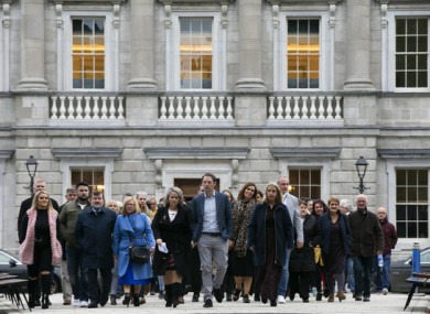 Victims of the CervicalCheck scandal leaving the Dáil yesterday.