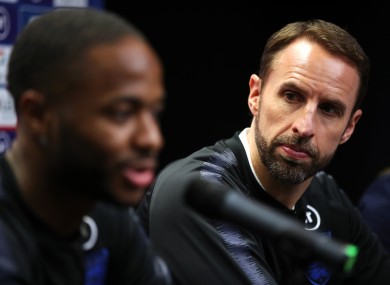 Southgate and Sterling at this evening's press conference in Prague.
