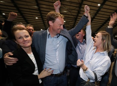 Barry Andrews celebrates after winning a seat in May’s election.