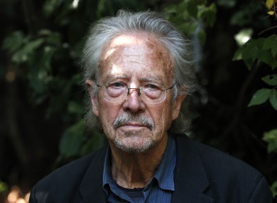 Austrian author Peter Handke at his house in Chaville near Paris yesterday.