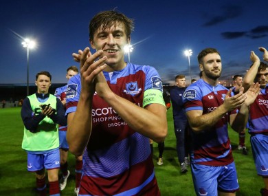 Drogheda captain Jake Hyland pictured above with his team-mates.