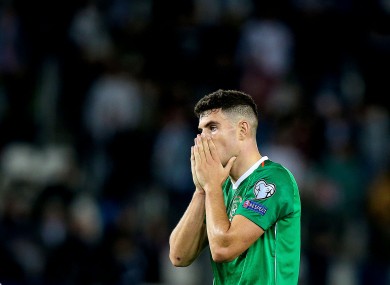 Ireland’s John Egan pictured at the final whistle.