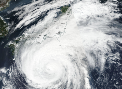 This NASA image showing the outer parts of Hagibis reaching Japan.