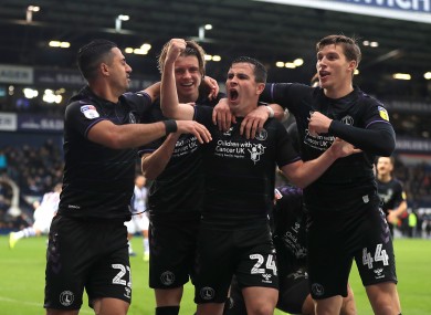 Cullen (centre) celebrates his late equaliser.