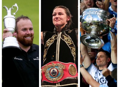 Shane Lowry (left), Katie Taylor (centre) and Stephen Cluxton