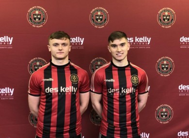 JJ Lunney and Anto Breslin pictured in the new home jersey.