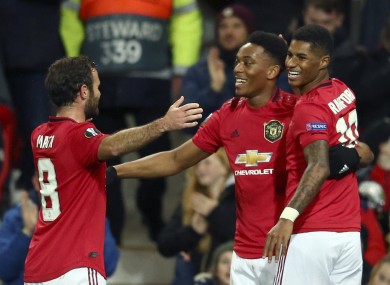 Juan Mata, Anthony Martial and Marcus Rashford.