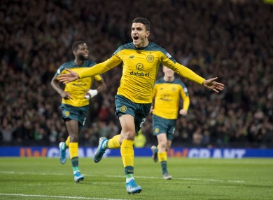 Mohamed Elyounoussi celebrates scoring.