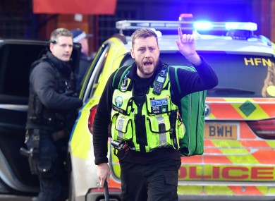Police and emergency services at the scene of an incident on London Bridge in central London.