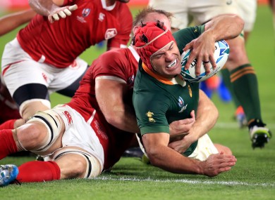 South Africa's Schalk Brits (right) scores in the World Cup against Canada.
