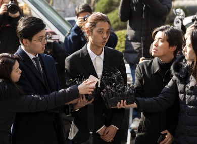 Jung Joon-young outside a police station in Seoul earlier this year