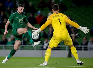 Troy Parrott during his senior Ireland debut against New Zealand.