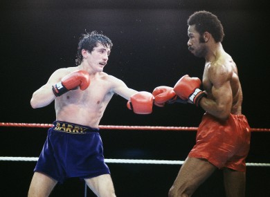 Barry McGuigan in action against WBA Champion Eusebio Pedroza in 1985.