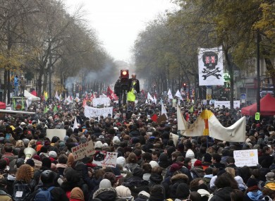 Protesters demonstrate France on Thursday as unions launch nationwide strikes