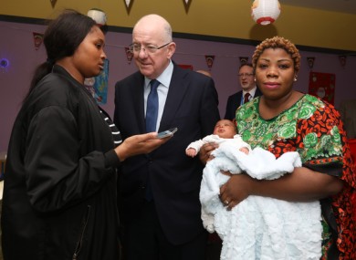 Charlie Flanagan at a Christmas party in a direct provision centre in Co Laois in 2017.