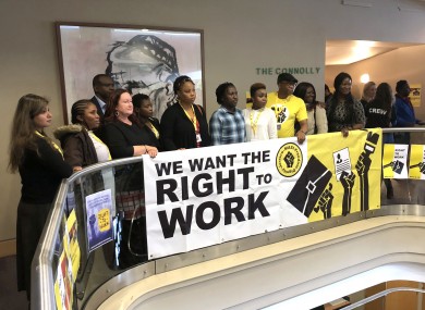 Members of Movement of Asylum Seekers Ireland (Masi) at a conference in Dublin calling for an end to the Direct Provision system.
