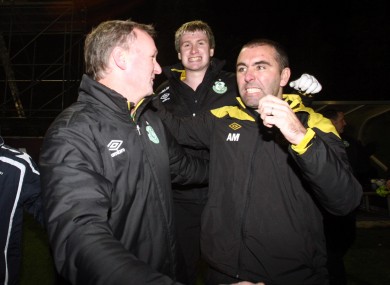 Myler (right) during his time coaching alongside Michael O'Neill at Shamrock Rovers.